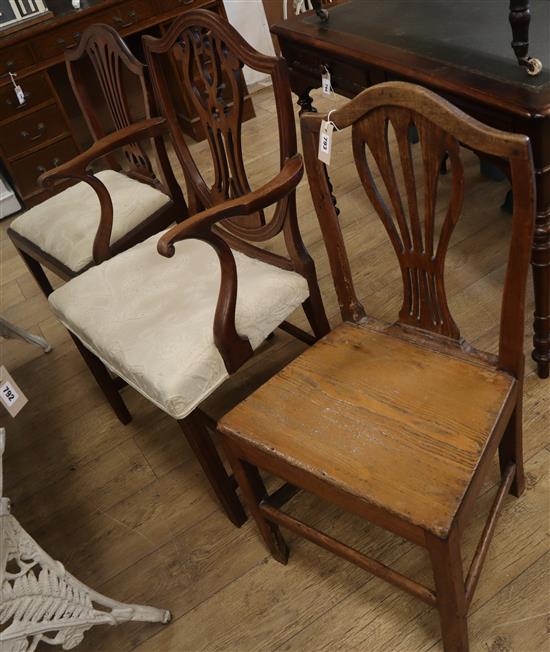 Three George III dining chairs